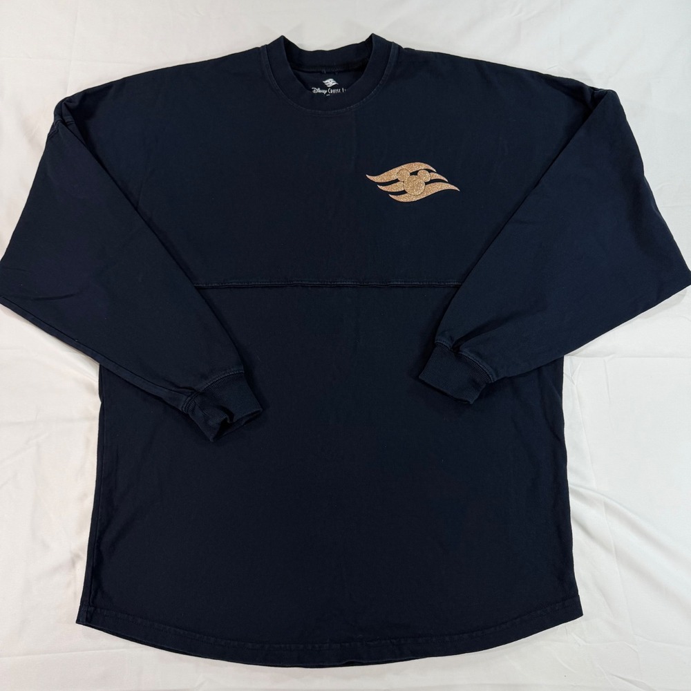 Disney Cruise Line Spirit Jersey Navy Blue Rose Gold Glitter Mickey Logo XS - Picture 2 of 10